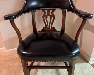 Vintage leather banker's chair     32"h x 28.5"w x 24"d