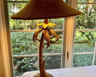Frederick Cooper palm tree lamp w/monkey