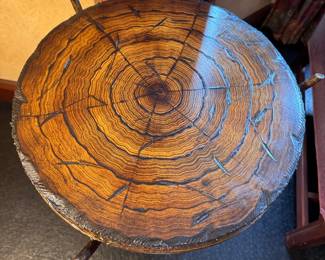 Faux Bois side table   25"h x 15" diameter 
