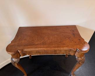 18th century English  flip-top game table with tooled leather top - needs restoration 29"h x 33"w x 29"d 