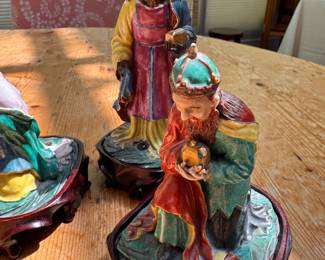 Chinese ceramic nativity figures on stands 