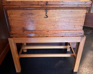 Antique chest on stand   22"h x 19"w x 11"d