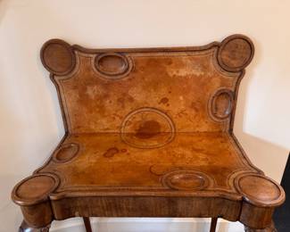 18th century English  flip-top game table with tooled leather top - needs restoration 29"h x 33"w x 29"d 