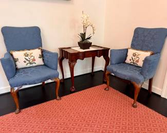 Pr. Queen Anne-style armchairs  42"h x 28.5"w x 24"d