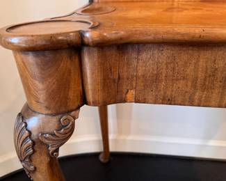 18th century English  flip-top game table with tooled leather top - needs restoration 29"h x 33"w x 29"d 