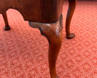 Pr. antique Queen Anne-style stools with crewel upholstery 18"h x 21