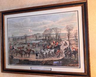 Henry Thomas Alken hand colored engraving " A Promising Field"  17"h x 25"w