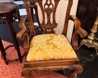 Ornate carved miniature Chippendale-style armchair 24"h x 17.5"w x 12"d 