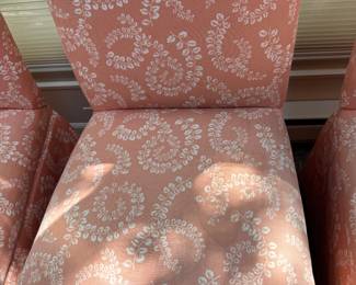 4 custom skirted Parsons dining chairs - some with stains