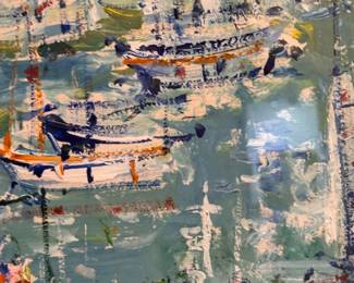 Yolande Ardissone (1927 - 2024) acrylic painting under glass 21"h x 27.5"w 
