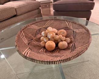 African basket with stone fruit