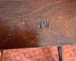 Signed  18th c. Queen Anne mahogany corner chair    32"h  seat height 17"