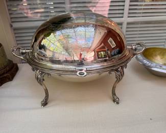 Antique silverplate revolving server