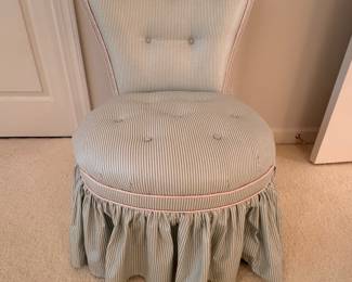 Custom tufted slipper chair 33"h 21"w x 25"d  seat height 13"