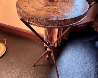 Faux Bois side table   25"h x 15" diameter 