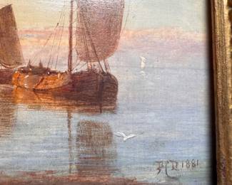 Pieter Cornelis Dommerson (1834-1908)  oil painting 6.75"h x 8"w sight  size