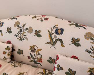 Chippendale-style camelback sofa 30"h x 86.5" long x 33"d