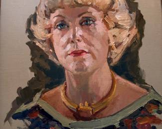 Constantin Kluge (1212-2003) oil on canvas portrait of a woman   canvas size 18"h x 14.5"w