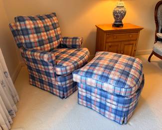 Custom lounge chair & ottoman    34"h x 29"w x 34"d 