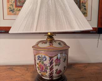 Floral porcelain table lamp  20" h 