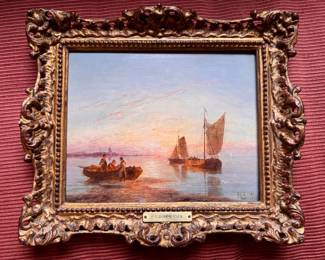 Pieter Cornelis Dommerson (1834-1908)  oil painting 6.75"h x 8"w sight  size