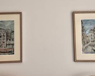 Pr. Bruno Martini (atttrib) gouaches frame size 23"h x 15"w