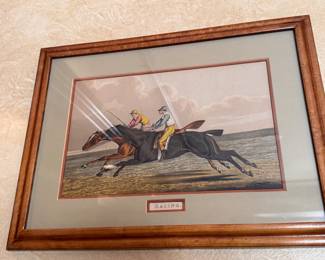 Henry Alken Color Aquatint "Racing"      image size 7.5" x 11.5"w 