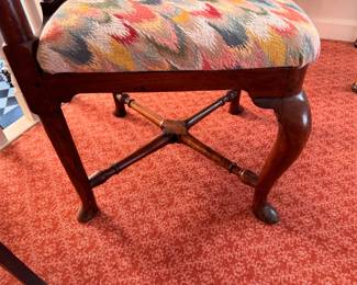 Signed  18th c. Queen Anne mahogany corner chair    32"h  seat height 17"