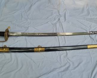 Replica American Civil War CSA Cavalry Saber Sword with Holster, Etched Blade