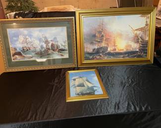 Lot Of Three Framed Ship Pictures
