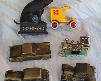 Lot of 6 Coin Bank Statue Figurines including Vintage