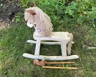 White Painted Rocking Horse And Small Toy Horse