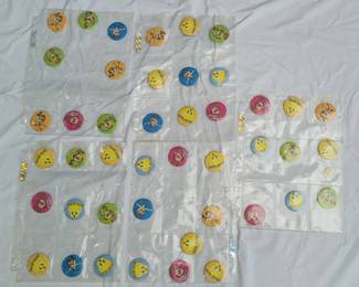 44 1990s Looney Tunes Warner Bros Character Pins Buttons featuring Tasmanian Devil and Tweety