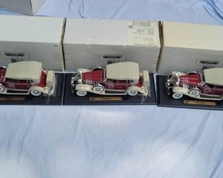 Lot of 3 New Fairfield Mint Replica Model Cars 1932 Cadillac V16 Sport Phaeton