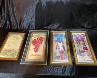 Lot Of 4 Wine Themed Prints