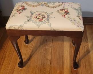 Wooden Floral Cushioned Stool