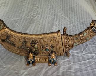 Replica Ancient Egyptian Ritual Knife Blade with Stand and Sheath, Hieroglyphics