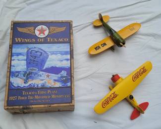 3 Model Airplane Statues including Coca Cola and Ford