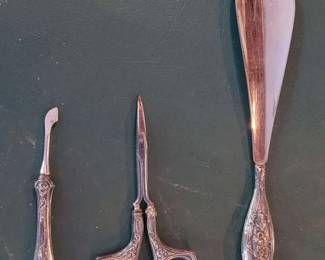 05 3 Vintage Sterling Silver Personal Care Tools including a Shoe Horn
