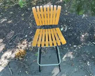 Mid Century Wood Slat Bar Stool