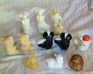 Lot of Small Figurines of Animals including Perfume Bottles, Vintage Avon