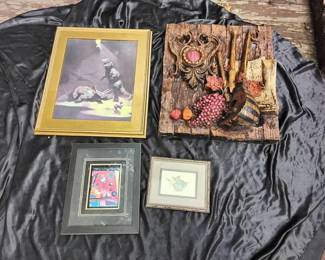 Lot Including Surrealist Dinosaur Painting
