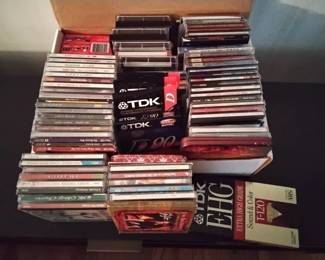 Lot Of CDs, Cassettes, And VHS Tapes