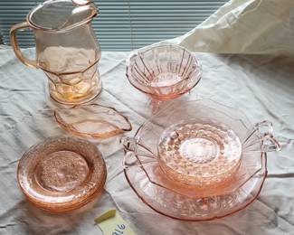 Peach Pink Depression Glassware