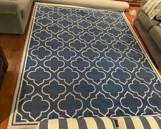 Large Blue And White Rug