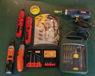 Lot of Manual and Electric Drills Drivers and Bits