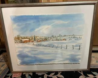Artist Signed Genuine Watercolor Painting In Frame