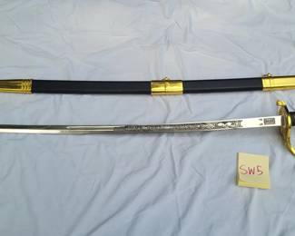 Replica American Civil War CSA Saber Sword with Holster, Etched Blade