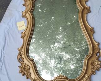 Large Wooden Ornate Gold Toned Mirror