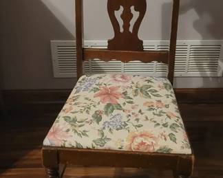 Vintage Wooden Floral Cushioned Chair